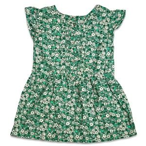 Carter's 3T Girls Green Floral Dress Cotton Metal Buttons
